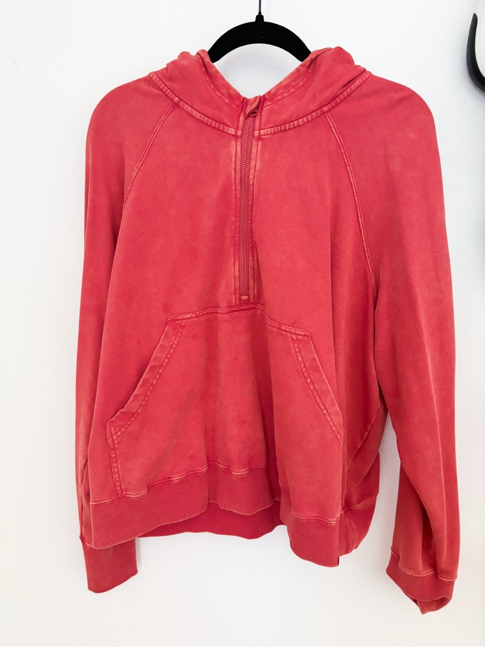 JoyLab Coral-Red Washed Half-Zip Hoodie Women’s Size XL